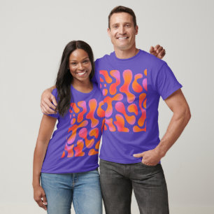 Moderne Gradiënt Klodders Patroon in Roze en Oranj T-shirt
