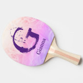 Moderne gradiënt Paars roze monogrammen Tafeltennisbatje (Zijkant)