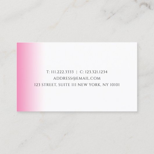 Moderne gradiëntroze witte make-up & haar visitekaartje (Achterkant)