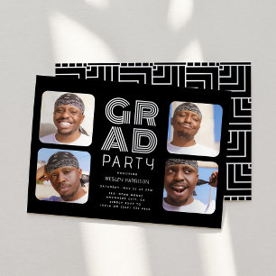 Moderne Graduate 4x foto collage GRAD Feest Kaart