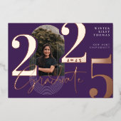 Moderne Graduate Script 2025 Concentrische Boog Fo Folie Uitnodiging (Voorkant)