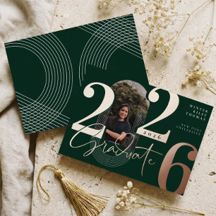 Moderne Graduate Script 2026 Concentrische Boog Fo Folie Uitnodiging