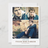 Moderne Graduation minimale 3 Faire-part photo (Devant)