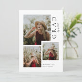 Moderne Graduation Party 3 Photo Invitation (Debout devant)