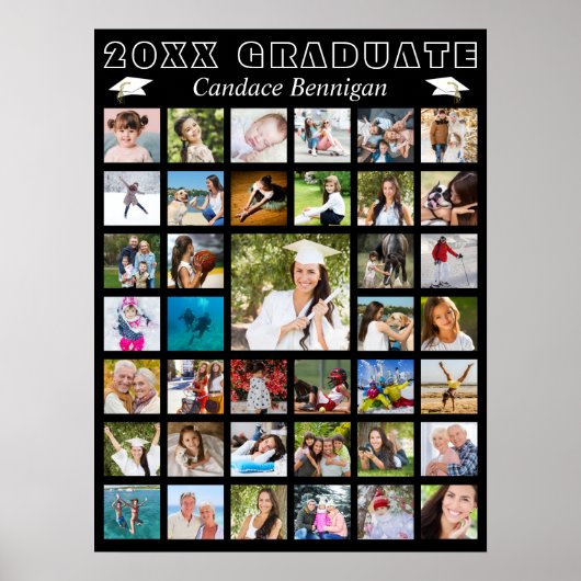 Moderne Graduation Party Photo Collage Poster (Voorkant)