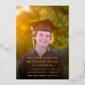 Moderne Graduation Photo Gold Foil Invitation (Recto)