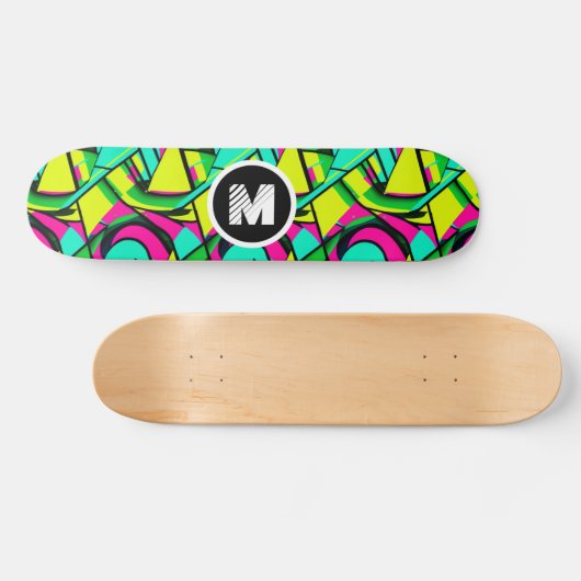 Moderne Graffiti Paint Splash Aangepaste Monogram  Skateboard (Horizontaal)