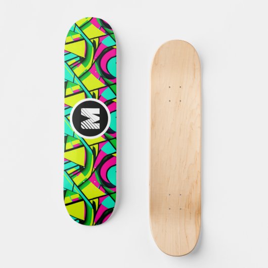 Moderne Graffiti Paint Splash Aangepaste Monogram  Skateboard (Voorkant)