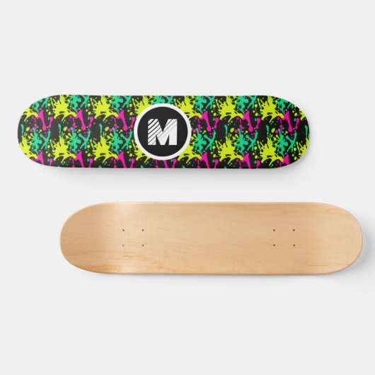 Moderne Graffiti Paint Splash Gepersonaliseerd Mon Skateboard (Horizontaal)