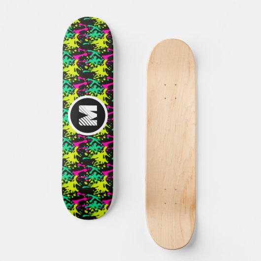 Moderne Graffiti Paint Splash Gepersonaliseerd Mon Skateboard (Voorkant)