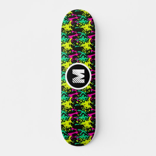 Moderne Graffiti Paint Splash Gepersonaliseerd Mon Skateboard (Voorkant)