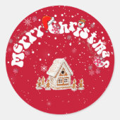 Moderne graffiti rood vrolijk kerstfeest ronde sticker (Voorkant)