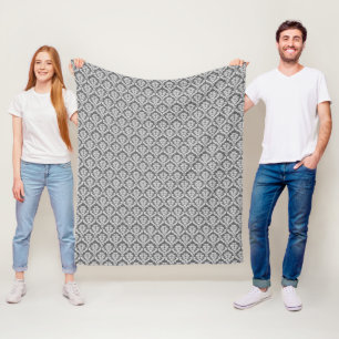 Moderne grafiet Damask Pattern Fleece Blanket Deken