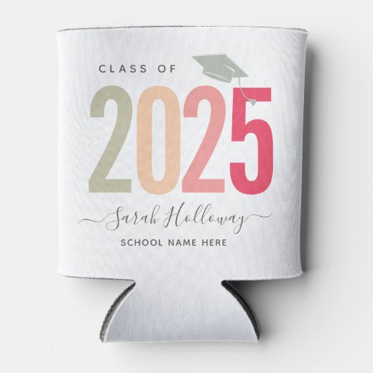Moderne grafische Afstuderen Blush roze Afstudeerd Blikjeskoeler (Voorkant)