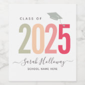 Moderne grafische Afstuderen Blush roze Afstudeerd Wijn Etiket (Enkel label)