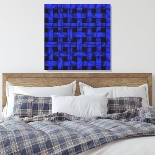 Moderne grafische blauwe wievenschilderkunst canvas afdruk (Insitu (Slaapkamer))