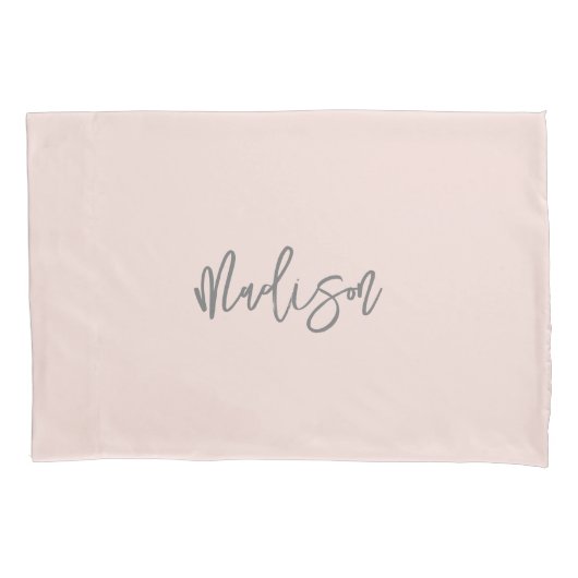 Moderne grafische Blush roze Gepersonaliseerde mon Kussensloop (Voorkant)