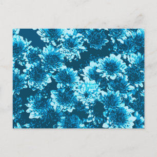 Moderne grafische Dahlia-patroon, indigoblauw Briefkaart