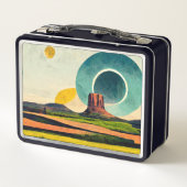 Moderne Grafische Duivels Toren Metalen Lunchbox (Achterkant)