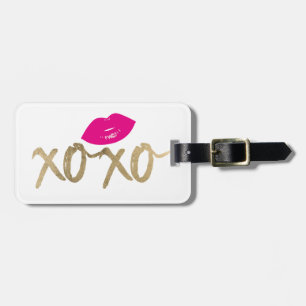 Moderne grafische Gold XOXO Hot Pink Lips Bagagelabel