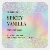 Moderne grafische holografische Glitter Soy Candle Vierkante Sticker (Voorkant)