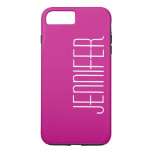 Moderne grafische Hot Pink, persoonlijke jumbonaam iPhone 8 Plus / 7 Plus Hoesje