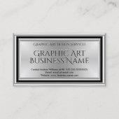 Moderne grafische kunstontwerper Silver Black Deco Visitekaartje (Voorkant)