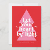 Moderne grafische minimale kerst rood en roze feestdagenkaart (Voorkant)