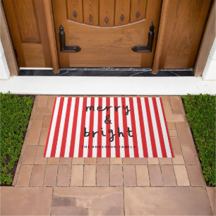 Moderne grafische minimale kerst rood en wit deurmat