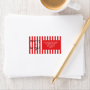 Moderne grafische minimale kerst rood en wit etiket