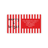 Moderne grafische minimale kerst rood en wit etiket (Voorkant)