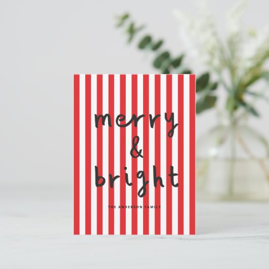 Moderne grafische minimale kerst rood en wit feestdagenkaart (Staand voorkant)