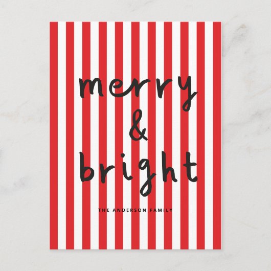 Moderne grafische minimale kerst rood en wit feestdagenkaart (Voorkant)