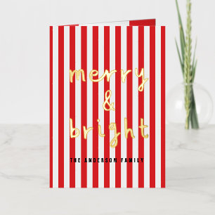 Moderne grafische minimale kerst rood en wit folie feestdagenkaart