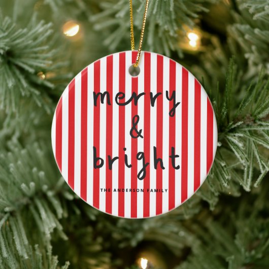 Moderne grafische minimale kerst rood en wit keramisch ornament (Boom)