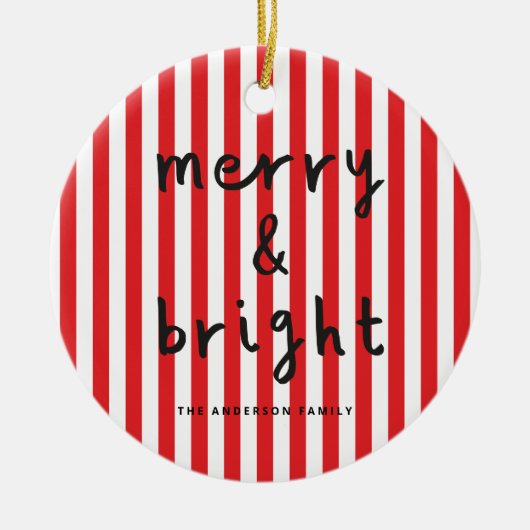 Moderne grafische minimale kerst rood en wit keramisch ornament (Voorkant)