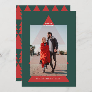 Moderne grafische minimale kerstboomfoto feestdagenkaart