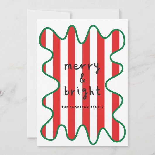 Moderne grafische minimale Kerstmis rood en wit Feestdagenkaart (Voorkant)