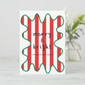 Moderne grafische minimale Kerstmis rood en wit Feestdagenkaart (Staand voorkant)