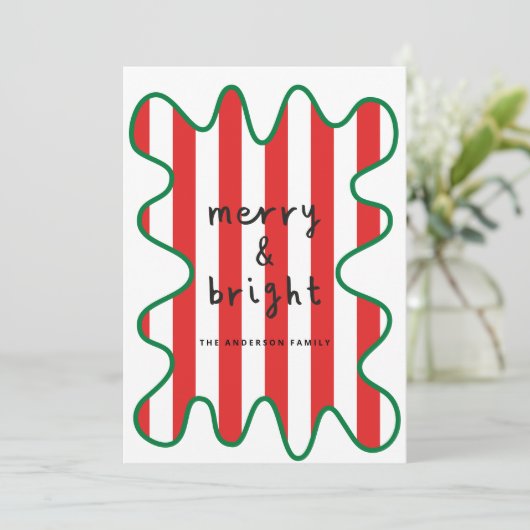 Moderne grafische minimale Kerstmis rood en wit Feestdagenkaart (Staand voorkant)