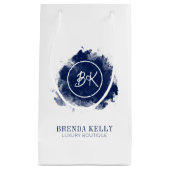 Moderne Grafische monogram marine & Witte QR Code  Klein Cadeauzakje (Voorkant)