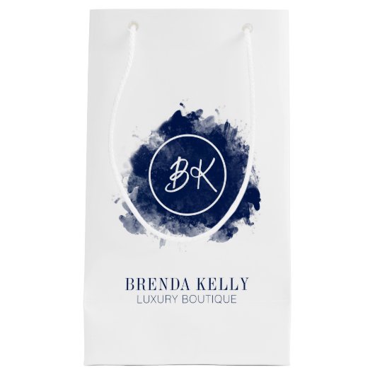 Moderne Grafische monogram marine & Witte QR Code  Klein Cadeauzakje (Voorkant)