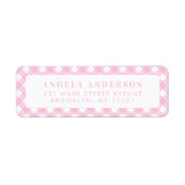 Moderne grafische pasteel Blush roze gingham speld Etiket (Voorkant)