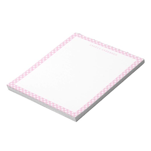 Moderne grafische pasteel Blush roze gingham speld Notitieblok (Gedraaid)