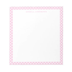 Moderne grafische pasteel Blush roze gingham speld Notitieblok