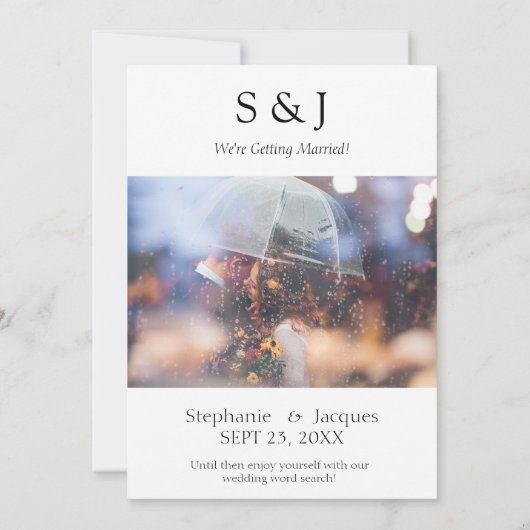 Moderne grafische roze weddenschap Word zoekdatum  Kaart (Achterkant)