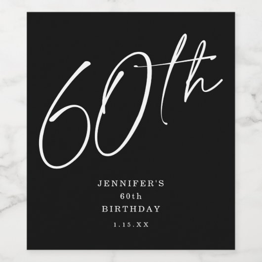 Moderne grafische scriptpagina Zestigste verjaarda Wijn Etiket (Enkel label)