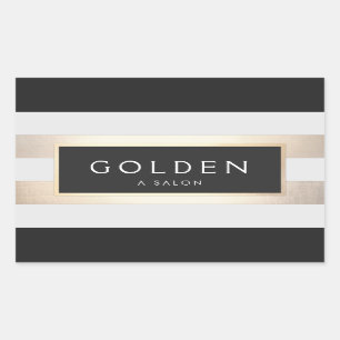 Moderne grafische striped FAUX Gold Foil en Black Rechthoekige Sticker