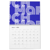 Moderne grafische Typografie Blauw wit Kalender (Mar 2026)