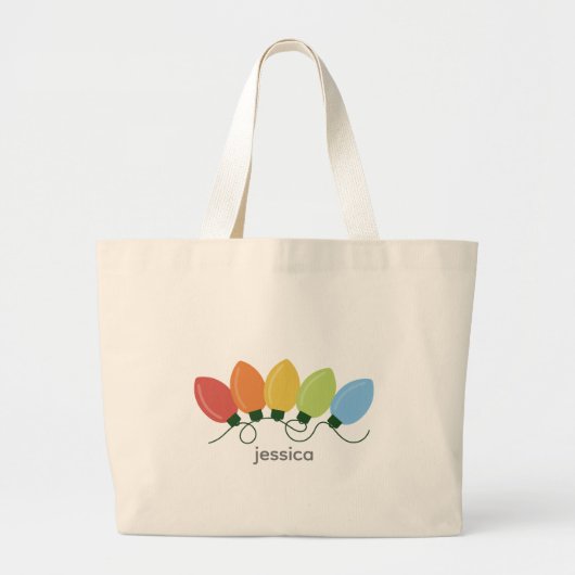 Moderne grafische verlichting Kerstmis Grote Tote Bag (Voorkant)